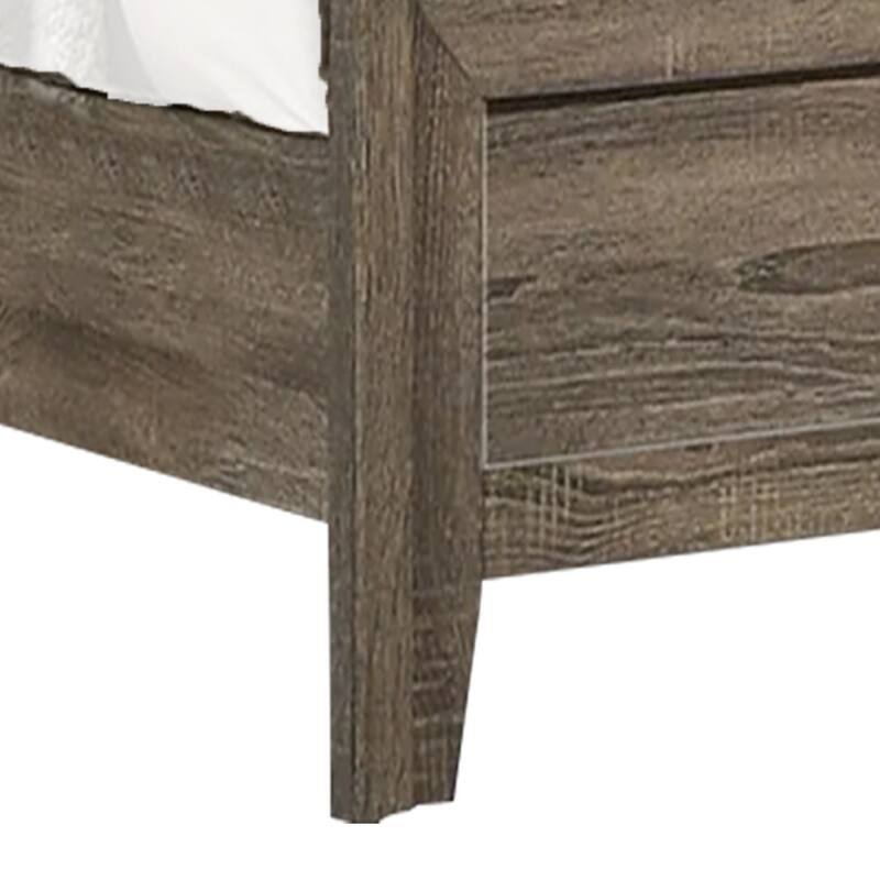 Shannon Twin Panel Bed with Nailhead Trim, Ivory Fabric, Gray Wood