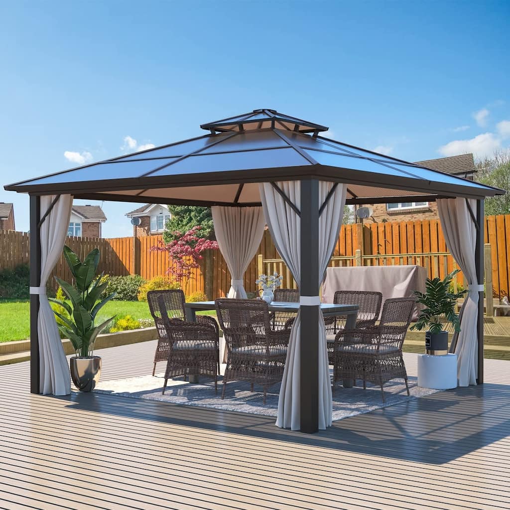 EROMMY 12'x12' Outdoor Double Roof Hardtop Gazebo for Patio, Garden