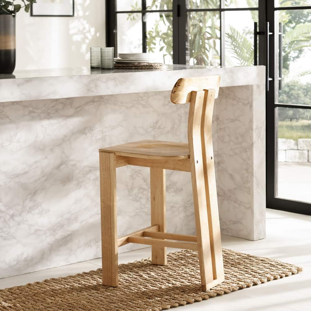 SAFAVIEH Cayde Modern 27-inch Solid Wood Counter Stool - 19"W x 19"D x 40"H