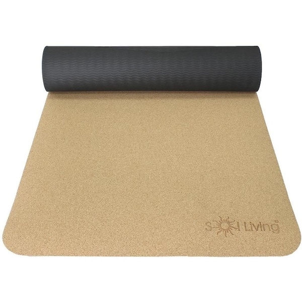 Sol Living Yoga Mat Cork Non Slip Extra Thick Exercise Mat for Yoga, Pilate, Mediation - Brown - 24 -In x 72 -In. Opens flyout.