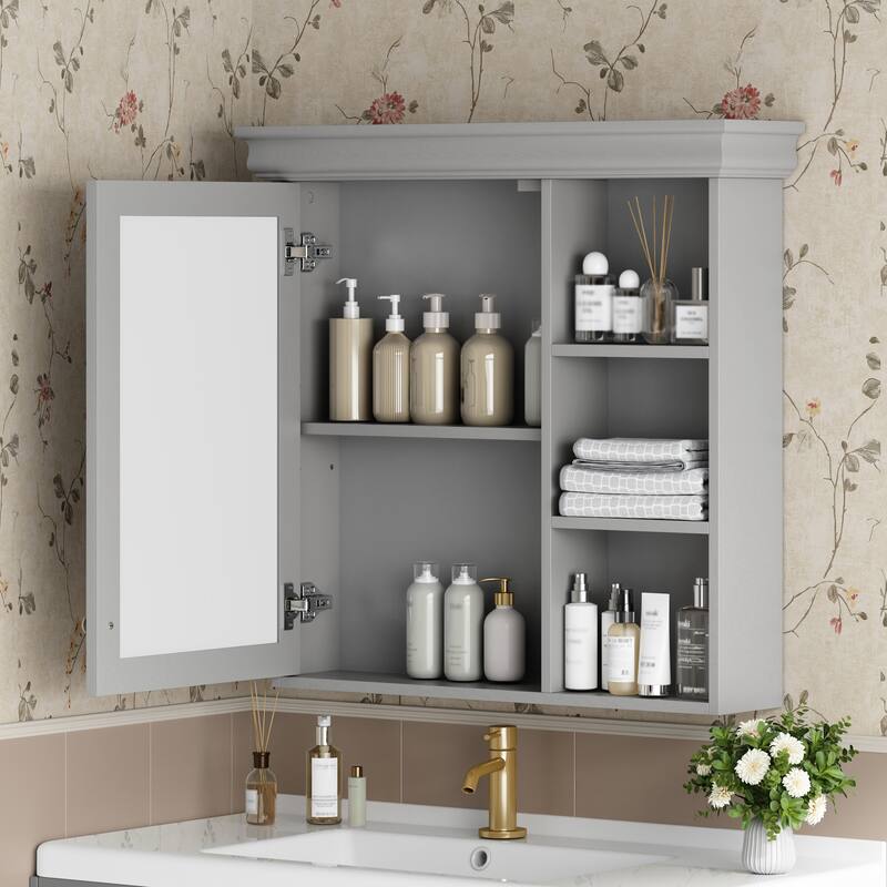30" x 28" Bathroom Medicine Cabinet with Mirror, Wall Mounted Over Toilet Storage Cabinet with Organizer