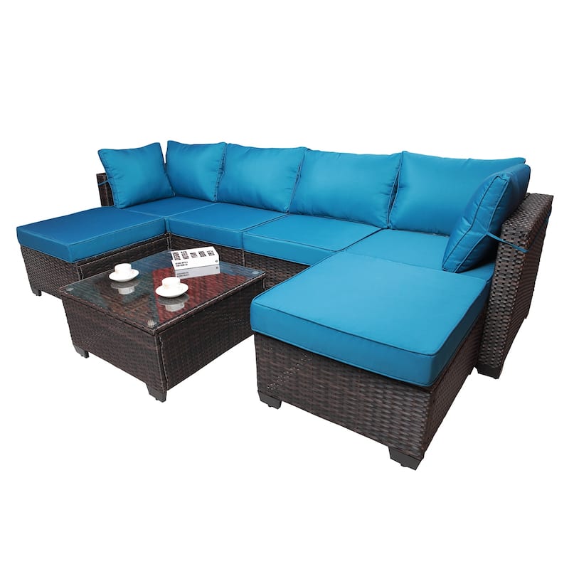PE Rattan Wicker Garden Patio Furniture Set (7 Pieces)