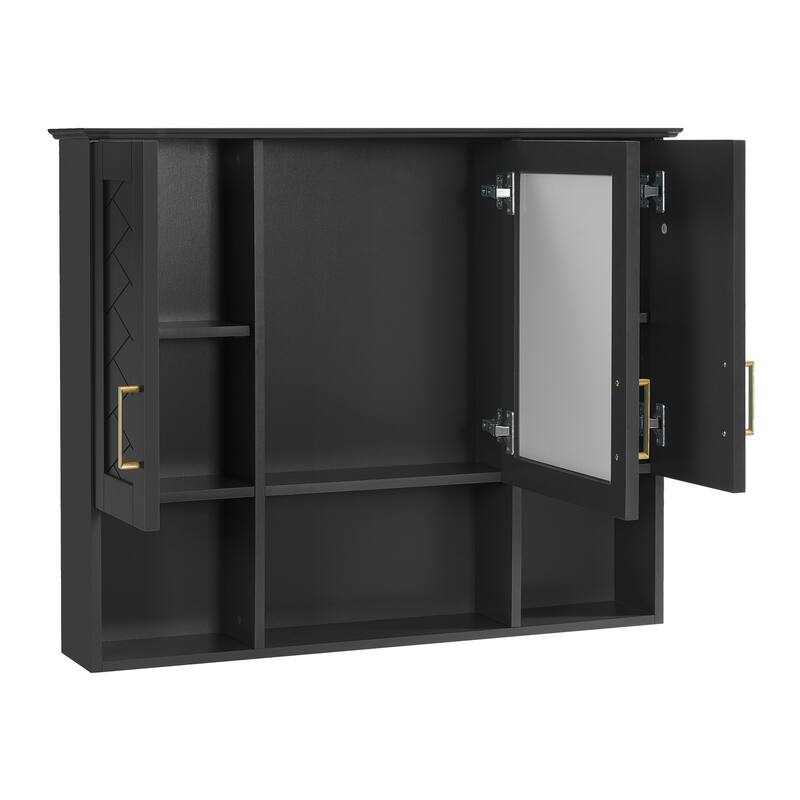 35" 2-in-1 Wall Mounted Medicine Cabinet with Adjustable Shelves & Soft Close Doors, High-Define Mirror with Storage