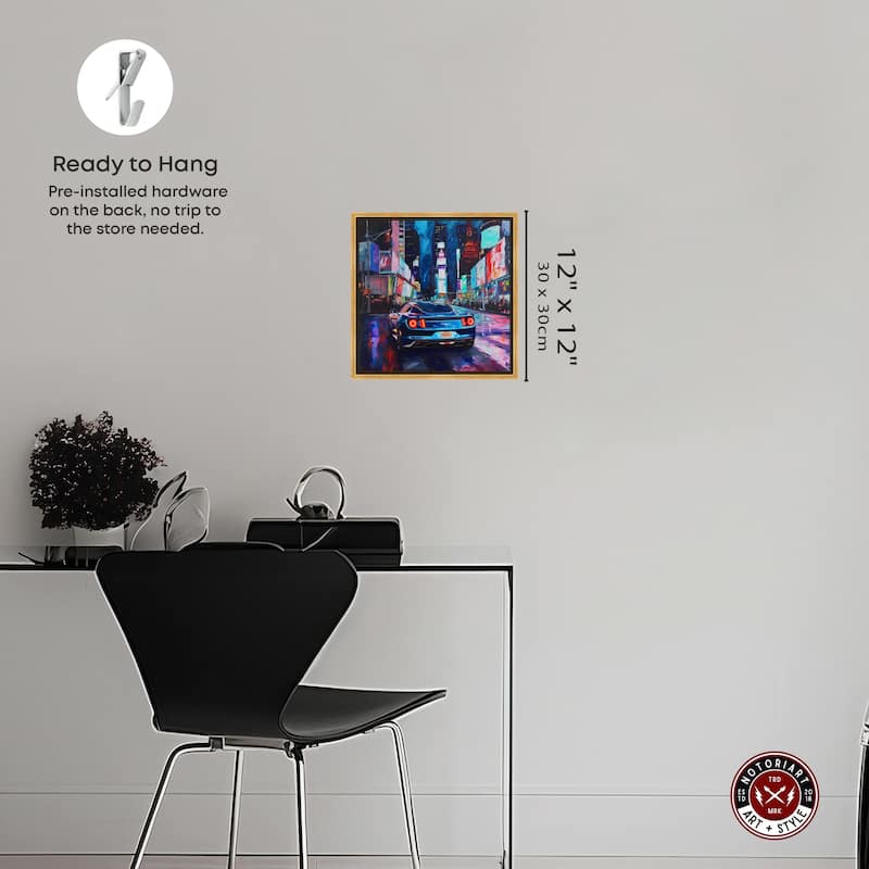 Notoriart Night Drive Sports Drive Framed Car 1 Piece Canvas Wall Art