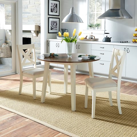 The Gray Barn Thornton Cream with Brown Top 3 Piece Drop Leaf Table Set
