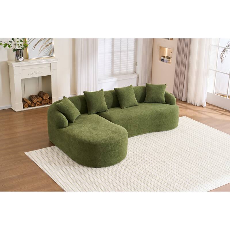 98.4" Chenille L-Shaped Sectional Sofa with Chaise & Pillows