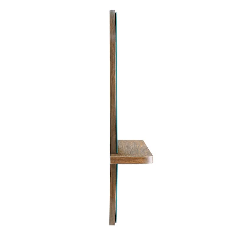 Hester Modern Walnut Wall Mirror with Shelf