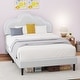 preview thumbnail 34 of 33, Moasis PU Adjustable Cloud Headboard Bed Frame Platform with LED Off White - Full