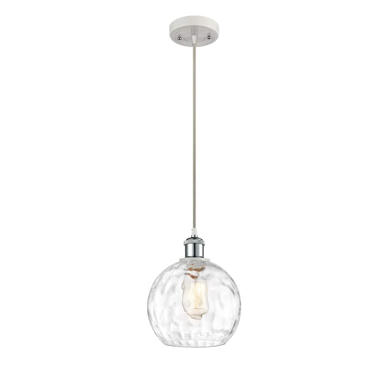 Innovations Lighting Ballston Athens Water Glass 1 Light 8" Cord Hung Mini Pendant - White and Polished Chrome