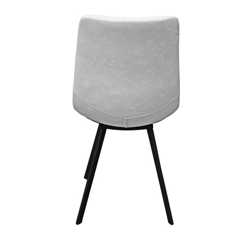 Markley Dining Chair with Leather Seat in Black Steel Legs, Scratch-Resistant, Ergonomic & Comfortable Modern Kitchen Chair