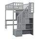 preview thumbnail 37 of 37, Twin Size Loft Bed with Storage Stairs, Desk and Wardrobe， Combination Wood Children's Bed Frame with Bookshelf, Drawers