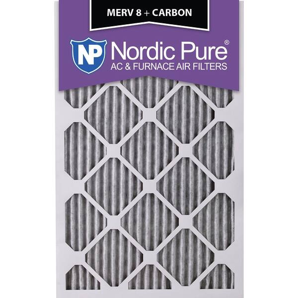 Nordic Pure 14x24x1 MERV 8 Pleated Plus Carbon AC Furnace Air Filters 6 Pack 14x24x1PM8 C 6 Piece