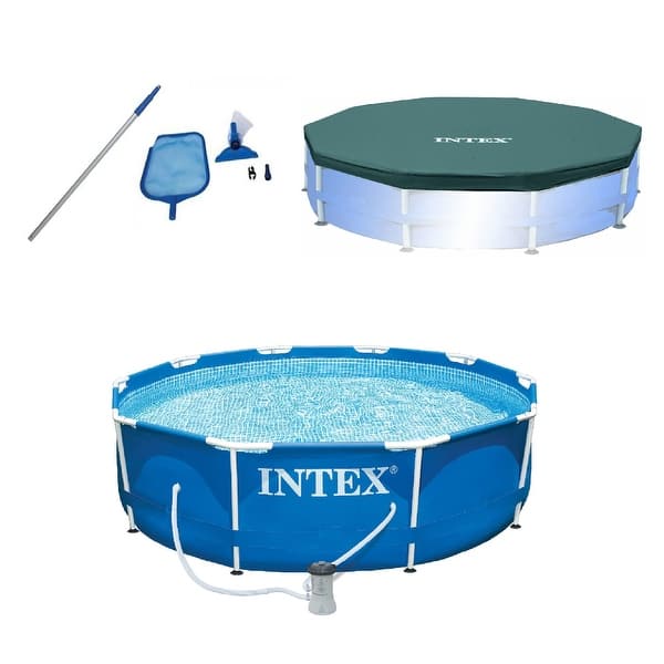 Intex Kit w/ Intex 10 x Pool Set w/ Filter Pump w/ 10-Ft Pool Cover - - 35732679