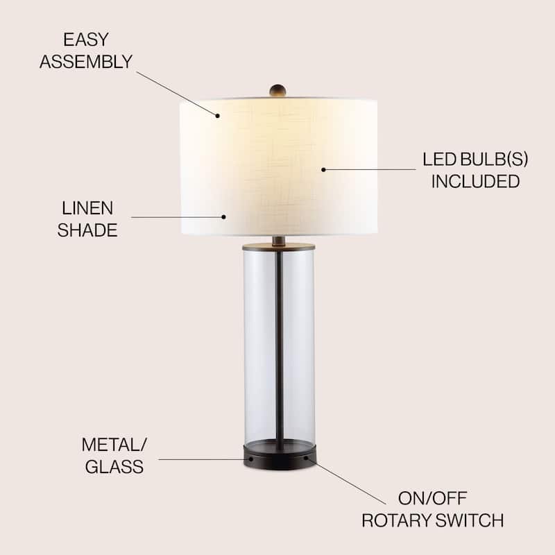 Parish 29" Glass LED Table Lamp, Clear/Chrome by JONATHAN Y