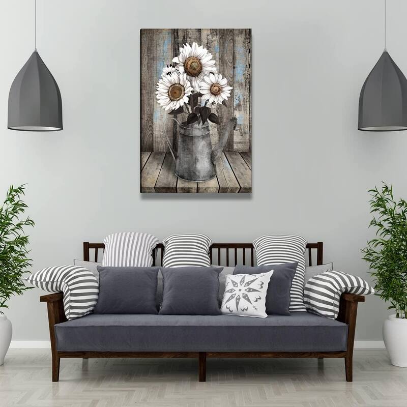 White Sunflower Wall Art Decor