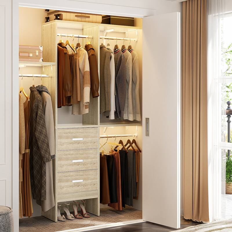 4FT Kid's Closet System with Fabric Drawers for Small Closet, Closet Organizer for Walk-in/ Reach-in Closet