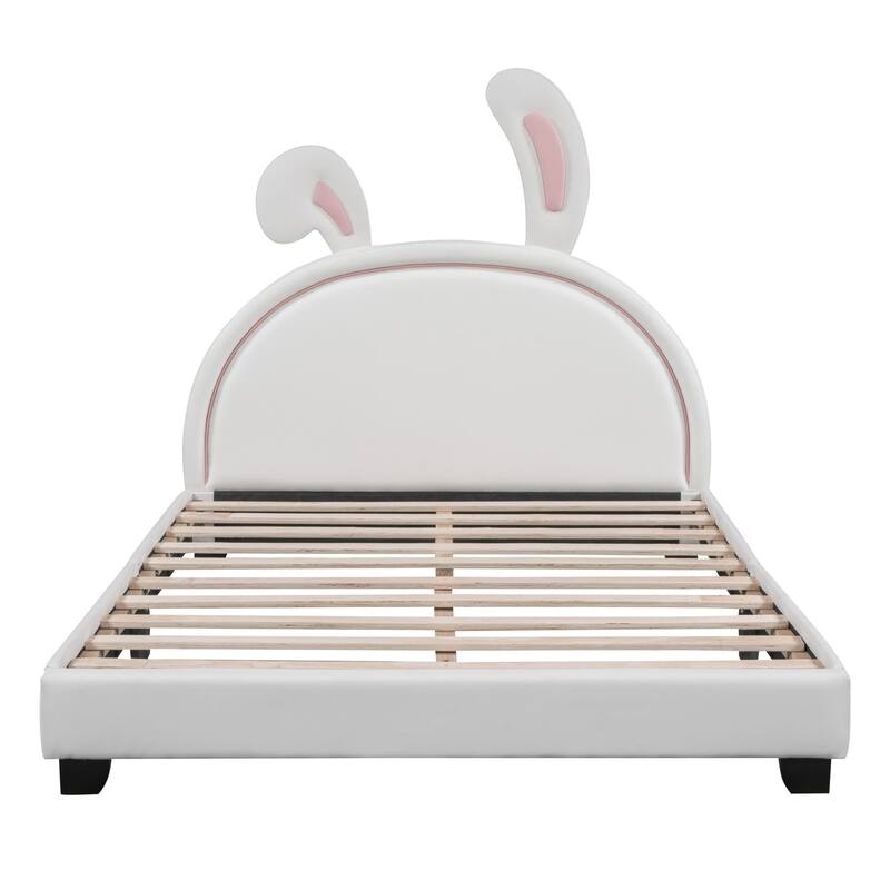 Upholstered faux leather platform bed