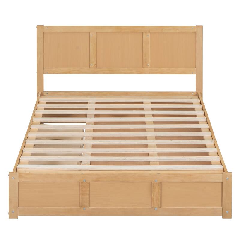 Wood Platform Bed with Underneath Storage and 2 Drawers