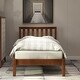 preview thumbnail 1 of 10, Solid Pine Wood Platform Bed Frame with Headboard - Durable Construction, Walnut Walnut - Twin