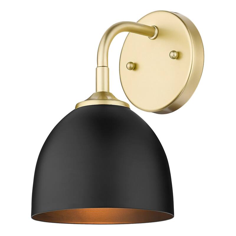 Golden Lighting Zoey 10" Tall Bathroom Sconce with Black Shade - Olympic Gold