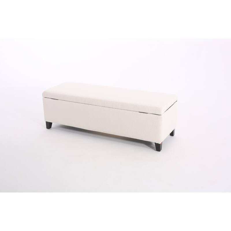 Roomfitters Modern Storage Ottoman Bench with Flip Top and Hidden Compartment, Ideal for Entryway and Living Room, White