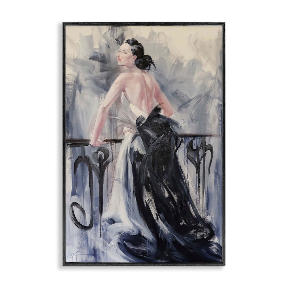 Stupell Elegant Woman Against Railing Framed Giclee Art Design By Lucille Lee