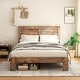 preview thumbnail 1 of 48, Wooden Platform Bed Frame with Large Under Bed Storage Dark Brown - Full