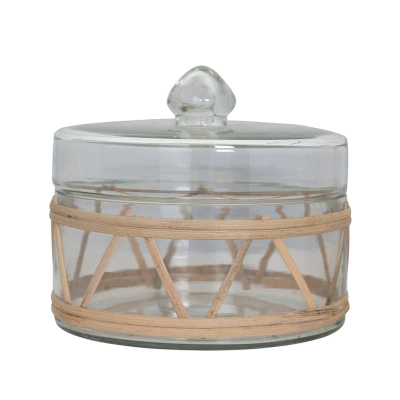 Rattan Wrapped Glass Jar with Lid