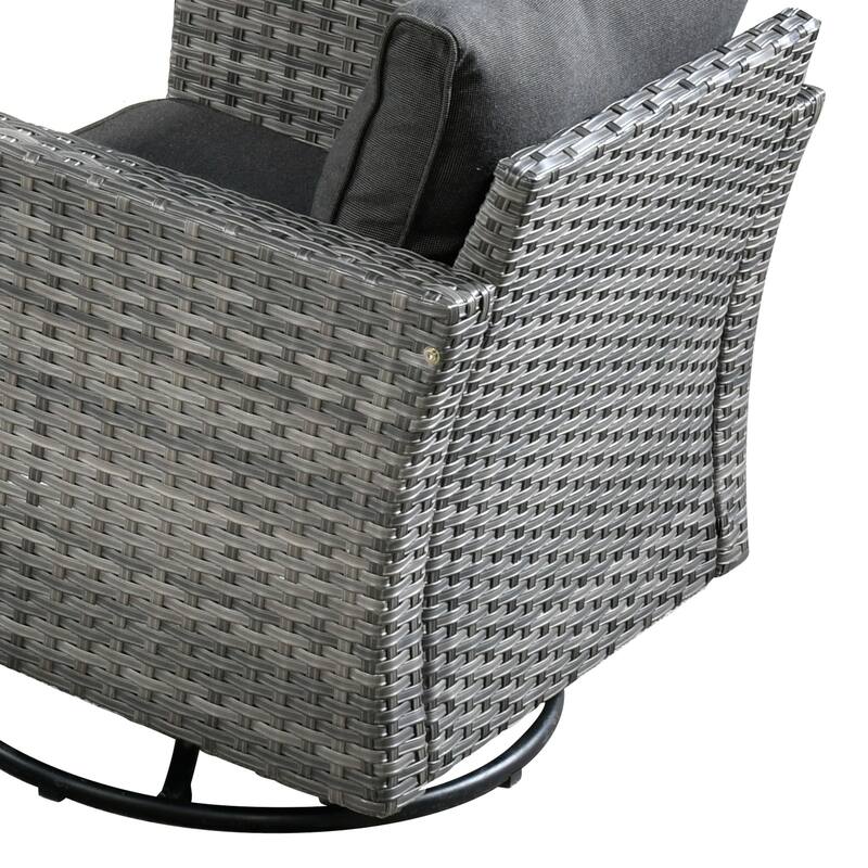 HOOOWOOO 10-piece Wicker Patio Furniture Sectional Sofa Set Swivel Rocker with Fire Pit Table