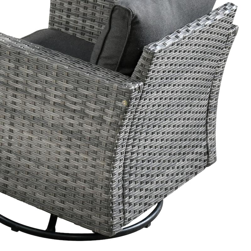 HOOOWOOO 8-piece Outdoor Furniture Swivel Chair Set with Coffee Table