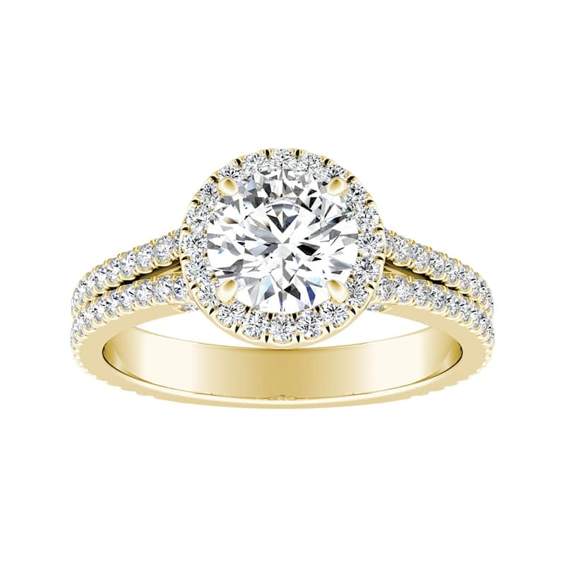 Auriya 14k Gold Modern 1 1/10ctw Round Halo Diamond Engagement Ring (G-H, VS1-VS2) - 5.5 - Yellow