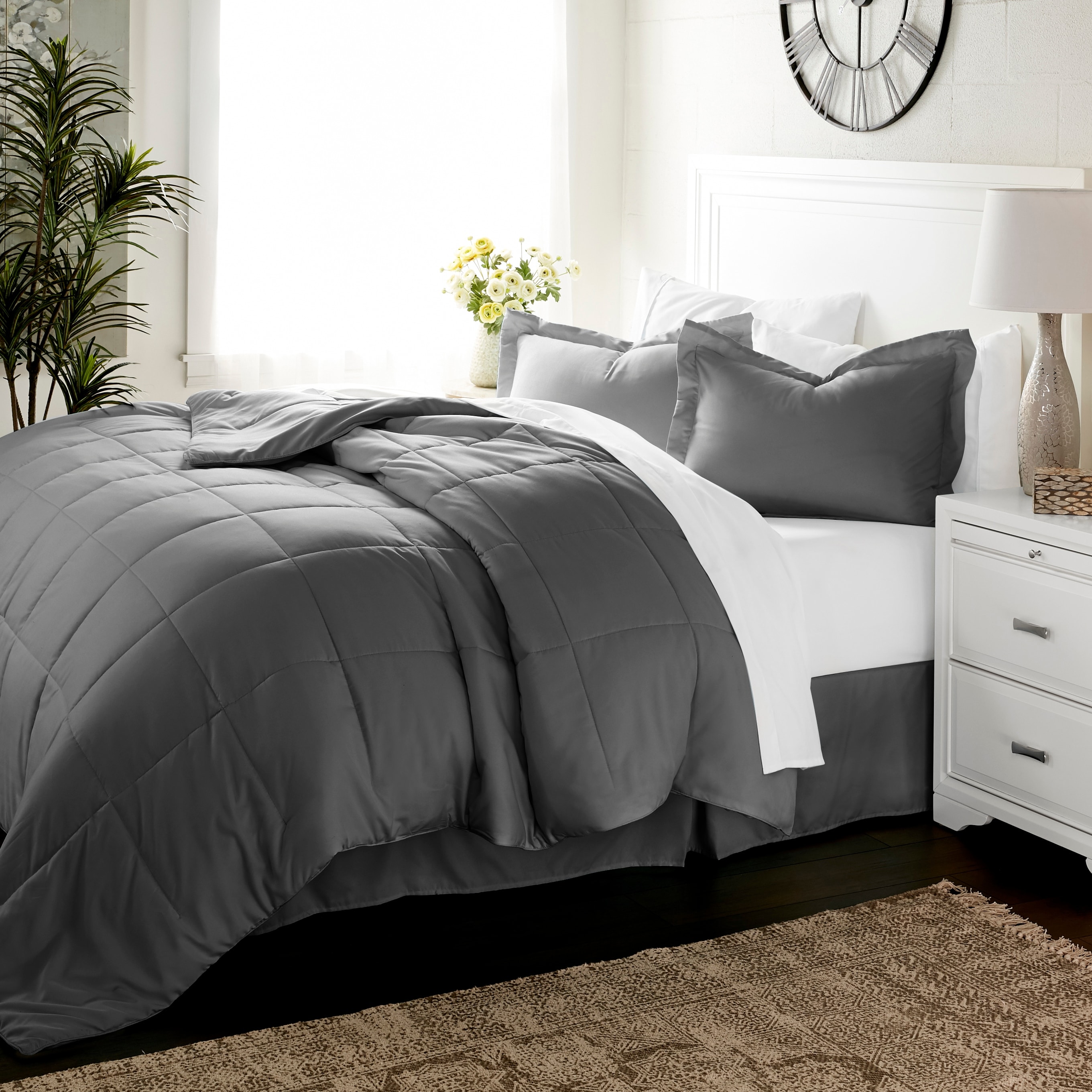 8 Piece Bed In A Bag Pintuck Comforter Sheet Set