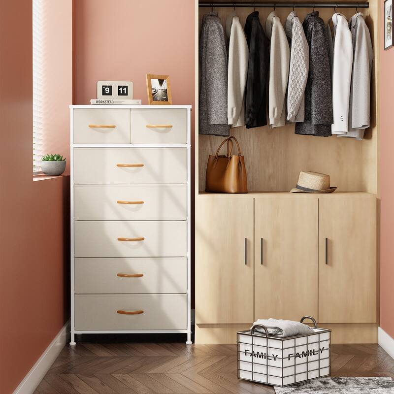 Vertical Storage Dresser 7-drawer Chest Closet Organizer Unit for Bedroom