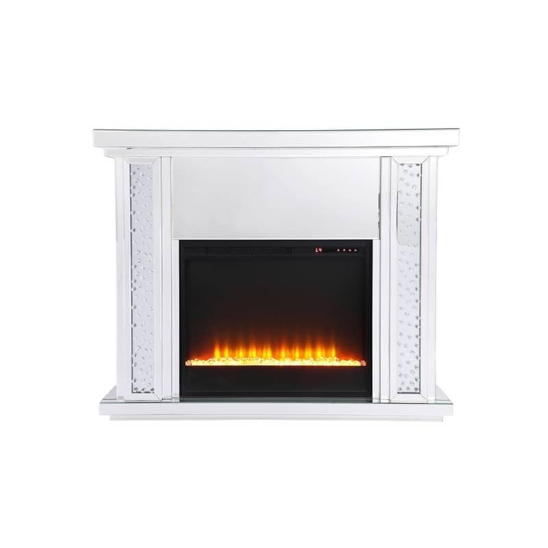 Crystal Mirrored 47.5-inch Fireplace Mantle - N/A - Crystal Insert
