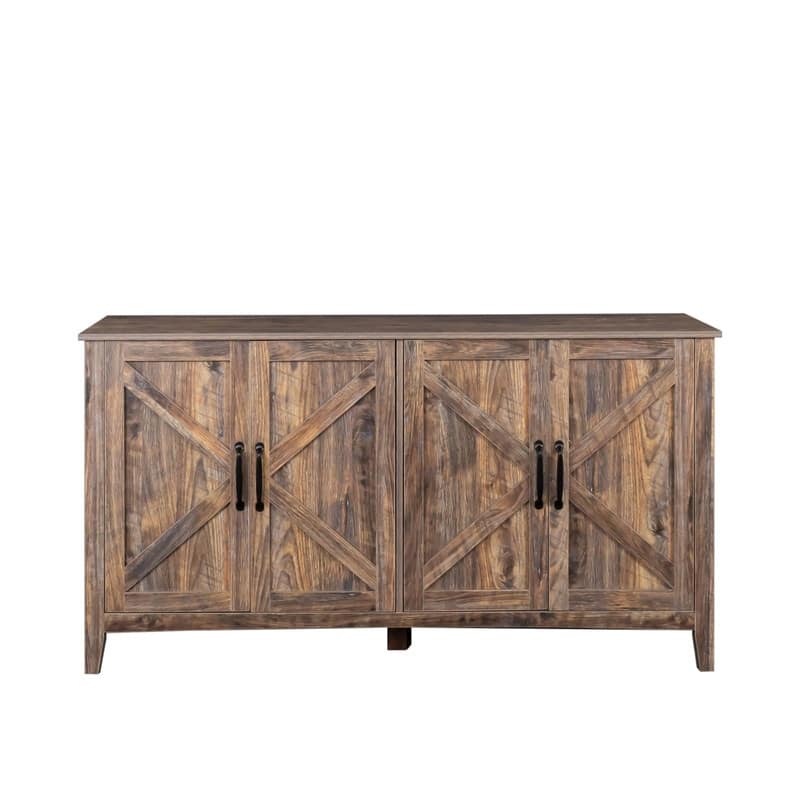 Farmhouse Style 59'' Storage Sideboard Cabinet with 4 Doors and 4 Open Shelves