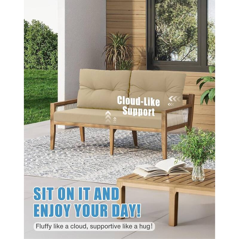 WINSOON 46 x 26 Inch Outdoor Loveseat Cushion Set Waterproof and Resistant