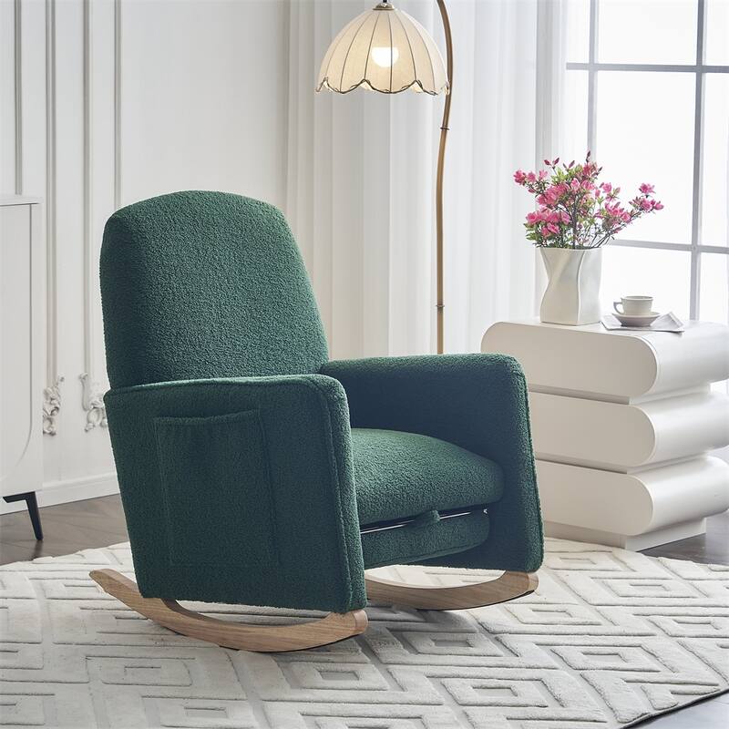 Teddy Fabric Nursery Rocking Chair With Adjustable Footrest