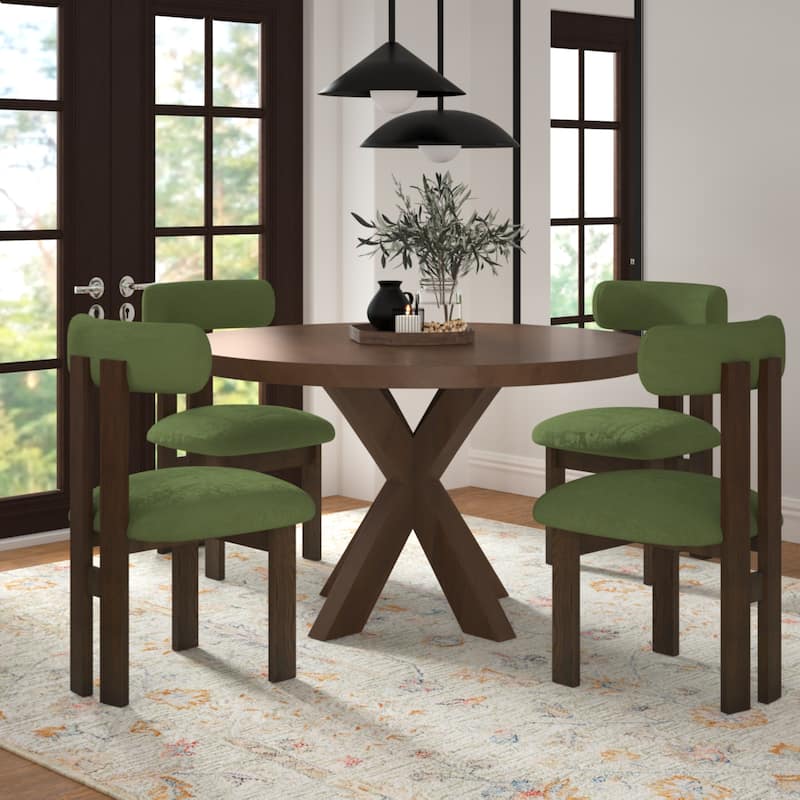 Felina Traditional Wood Round Dining Table, 60"D x 60"W x 30"H, Brown Finish by Sevita - 60"D x 60"W x 30"H