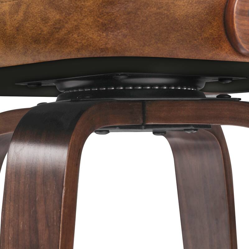26 in. Counter Height Stool, Wooden Swivel Barstool PU Leather with Low Back