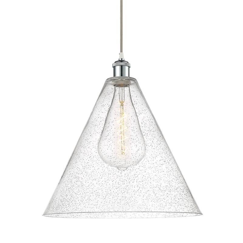 Innovations Lighting 516-1P-19-16 Berkshire Pendant Berkshire 16" Wide - White and Polished Chrome / Seedy