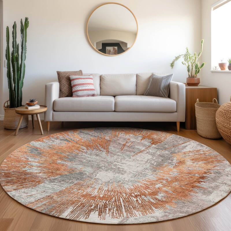 Machine Washable Indoor/ Outdoor Chantille Contemporary Starburst Rug