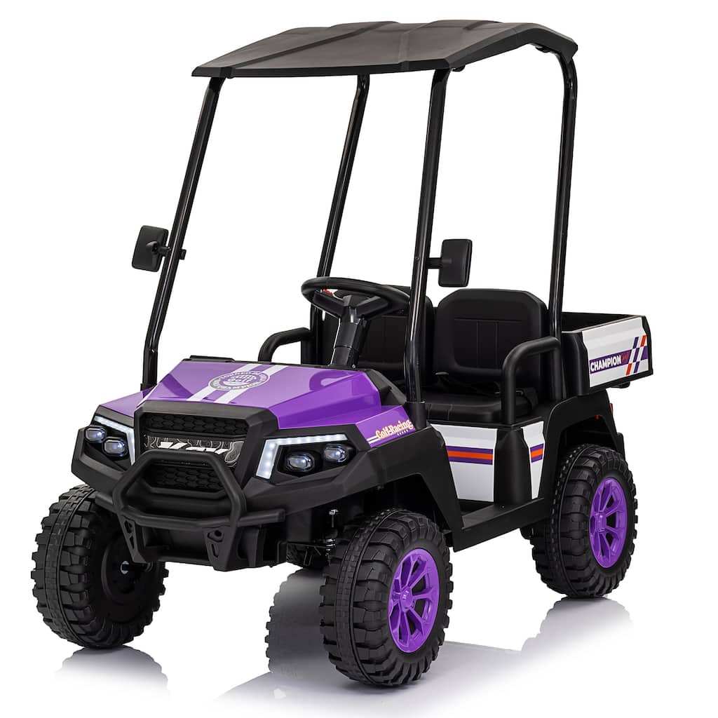 24V XL Kids Electric Ride on Track 20in Wide Seat,Removable Sunshade, Dual-Motor Drive,4-Wheel Spring Suspension,age:3-8