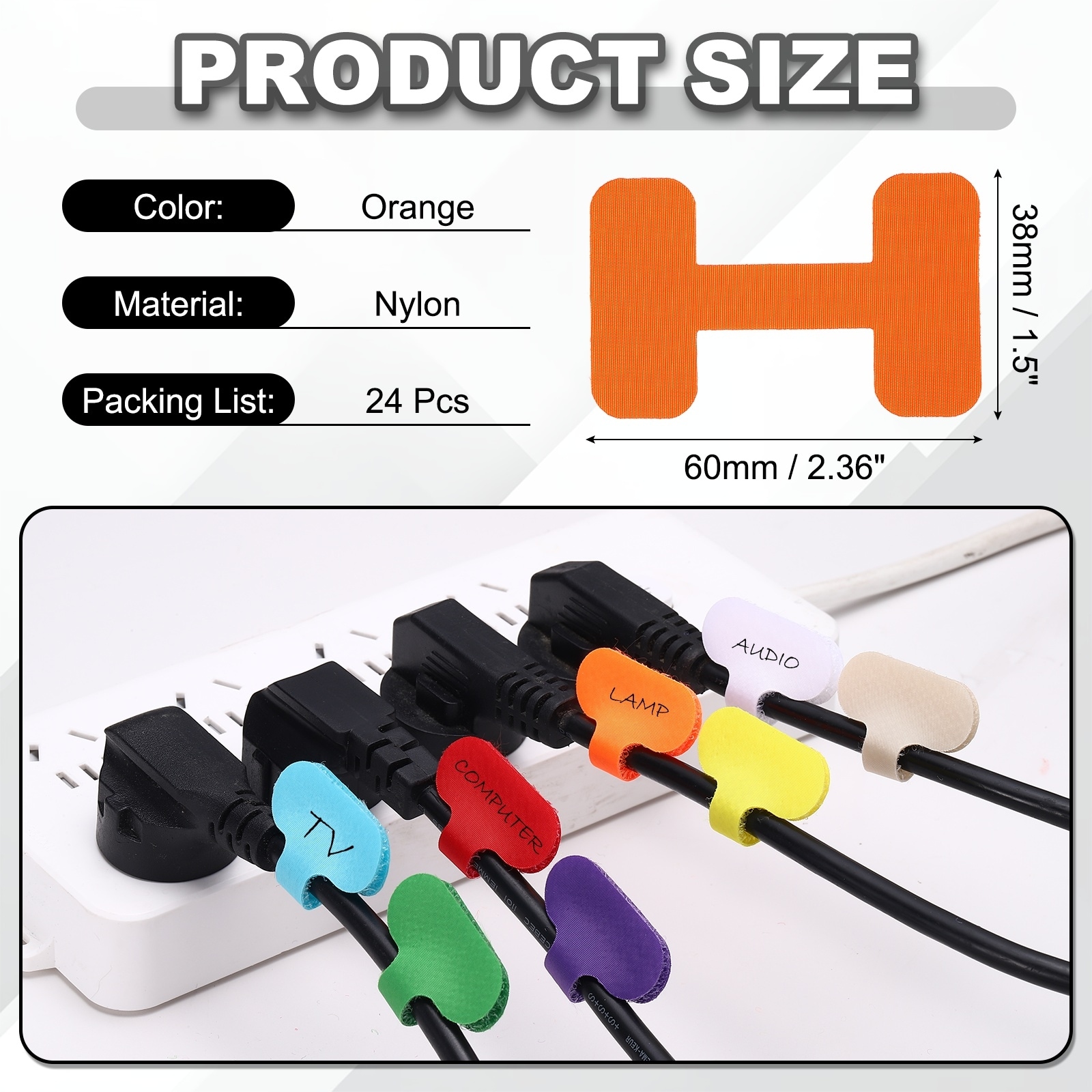 Cable Labels Tags, Write on Wire Tags Cord Labels Hook Loop Rectangle Cable Ties for Organize Wire Classify