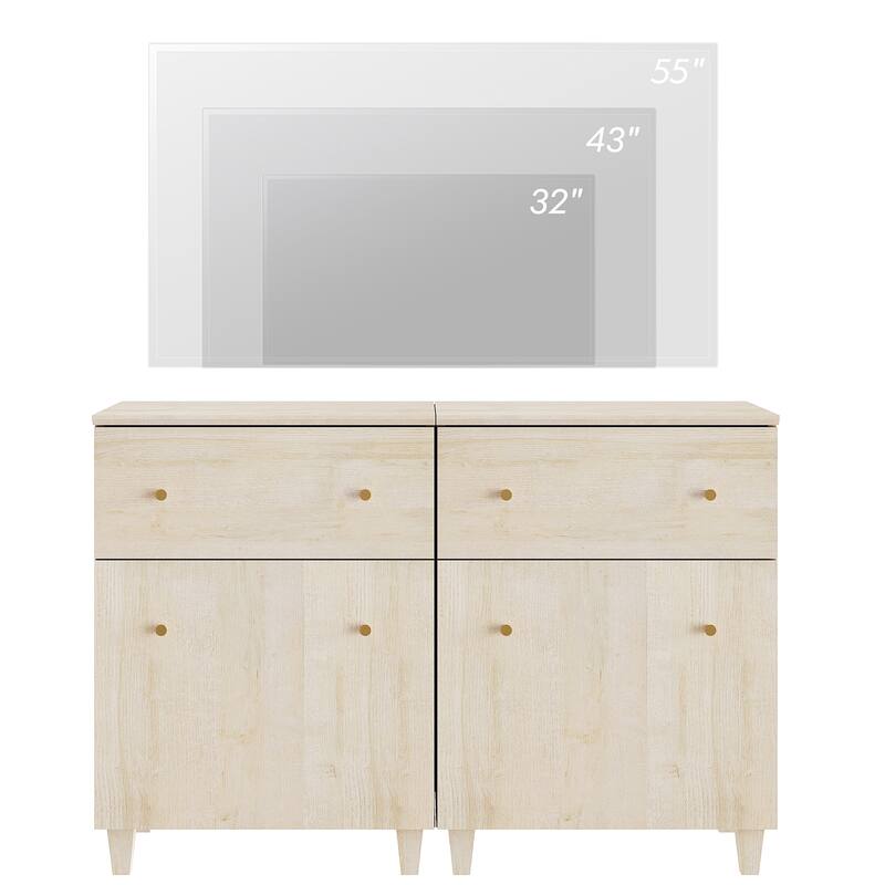 WAMPAT Modern TV Cabinet Stand with Drawers and Door