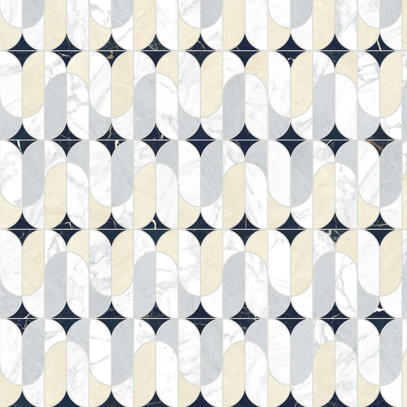 Merola Tile Reve Ovales Deco 23-1/2" x 47-1/8" Porcelain Floor and Wall Tile