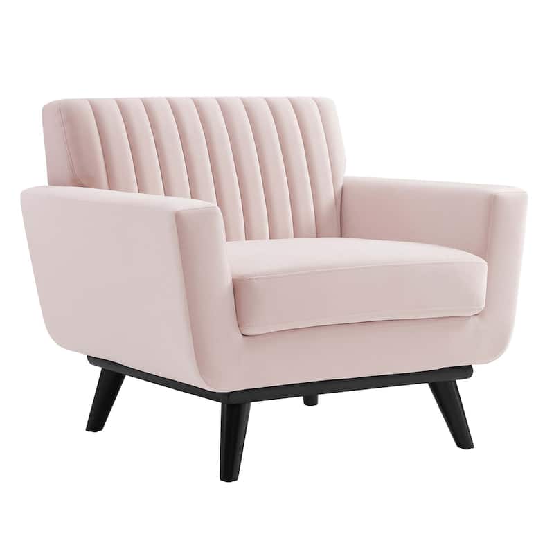 Engage Channel Tufted Performance Velvet Armchair - Pink
