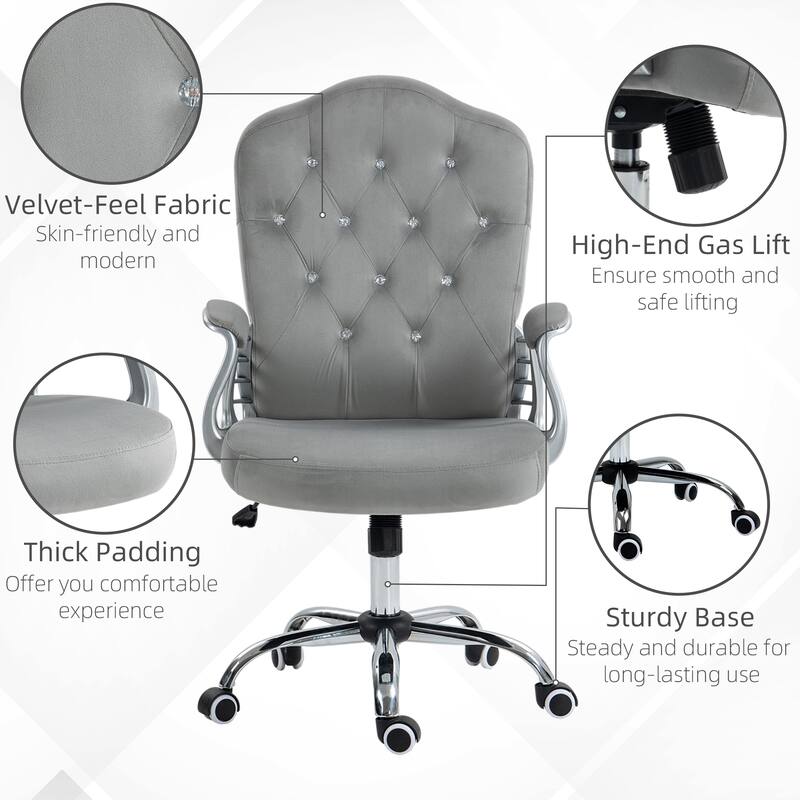 Stylish Velvet Computer Desk Chair with Adjustable Height, Lumbar Support, and Comfortable Tilt Function