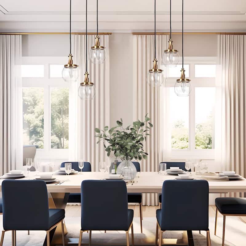 Beta Modern 3-Light Gold Black Chandelier Glass Cluster Pendant for Kitchen Island