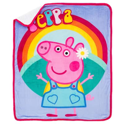 Hasbro Peppa Pig Flower Power Silk Touch Sherpa Throw Blanket