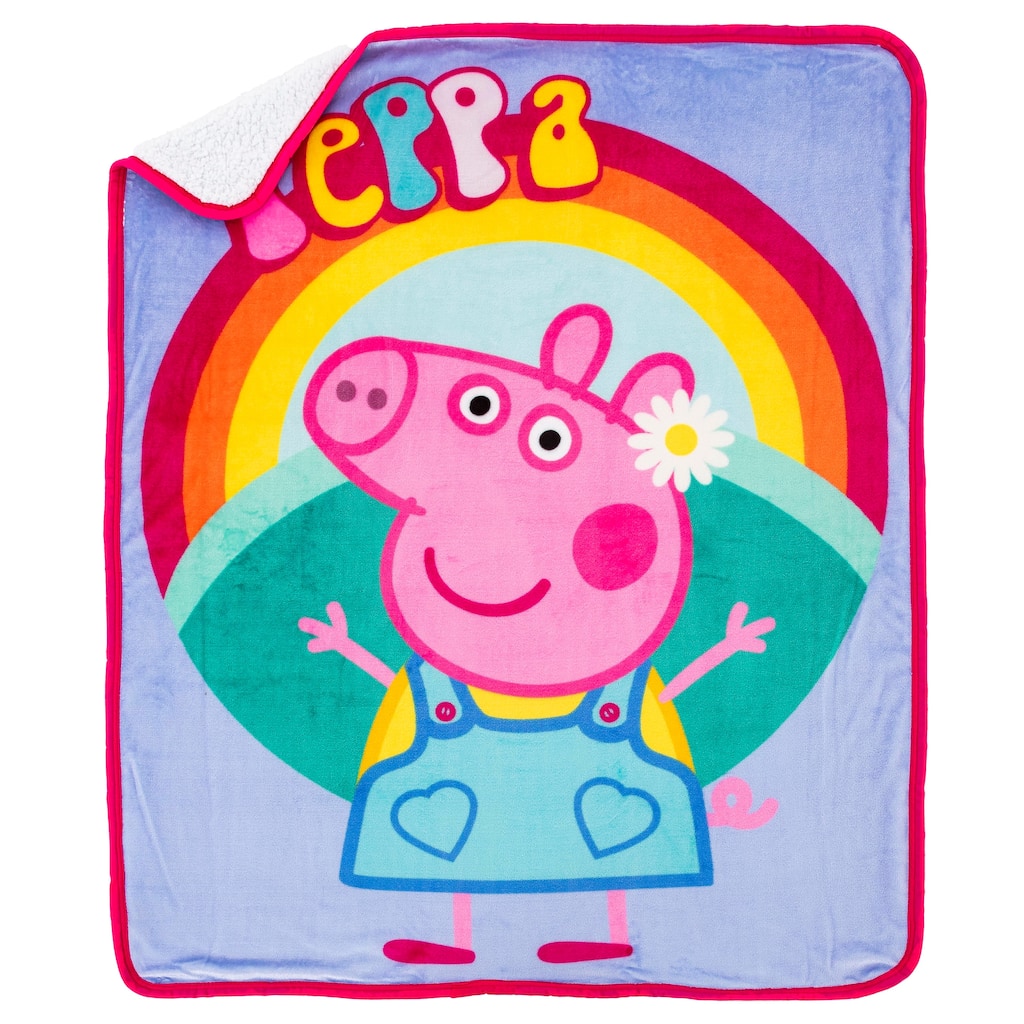Hasbro Peppa Pig Flower Power Silk Touch Sherpa Throw Blanket